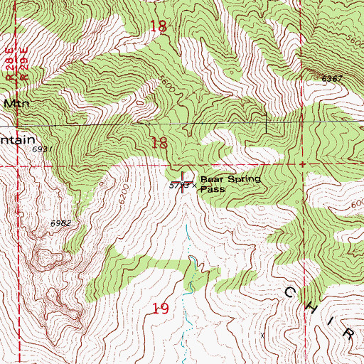 Topographic Map of Bear Spring Pass, AZ