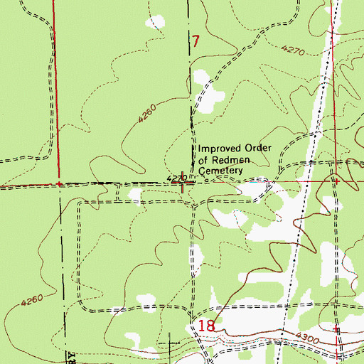 Topographic Map of Improved Order of Redmen Cemetery, OR