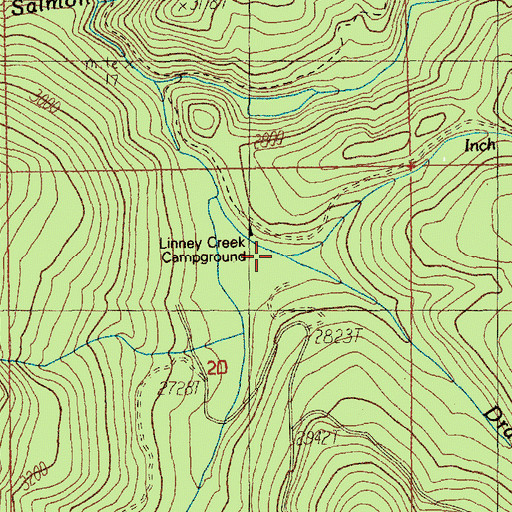 Topographic Map of Inch Creek, OR