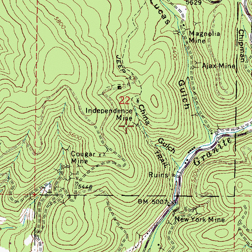 Topographic Map of Independence Mine, OR
