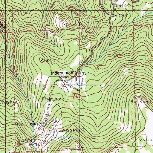Topographic Map of Independent Mine, OR