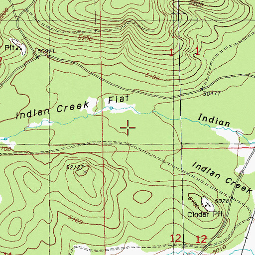 Topographic Map of Indian Creek Flat, OR