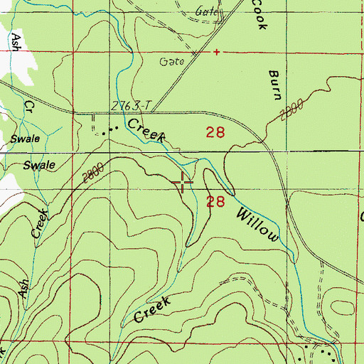 Topographic Map of Indian Creek, OR
