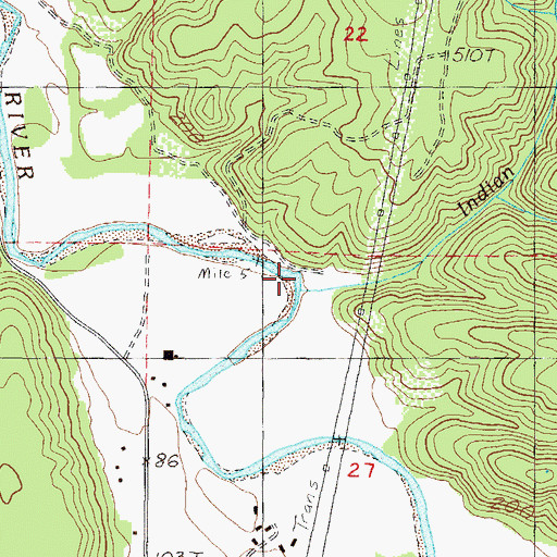 Topographic Map of Indian Creek, OR