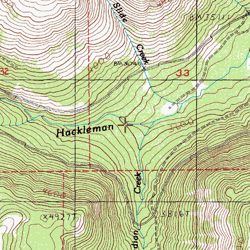 Topographic Map of Indian Creek, OR