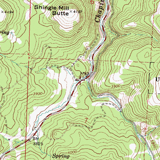 Topographic Map of Indian Creek, OR