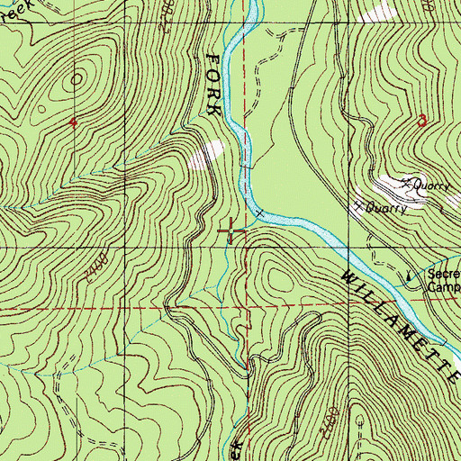 Topographic Map of Indian Creek, OR