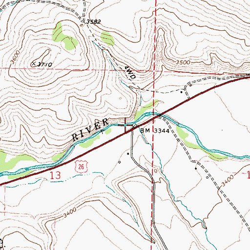 Topographic Map of Indian Creek, OR