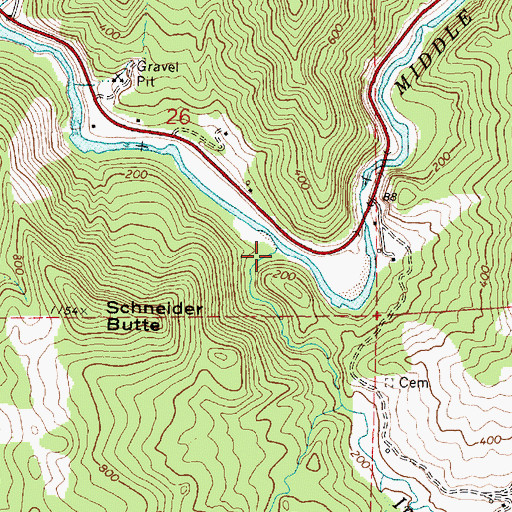 Topographic Map of Indian Creek, OR