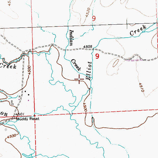 Topographic Map of Indian Creek, OR