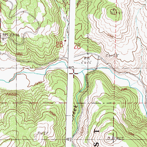 Topographic Map of Indian Creek, OR