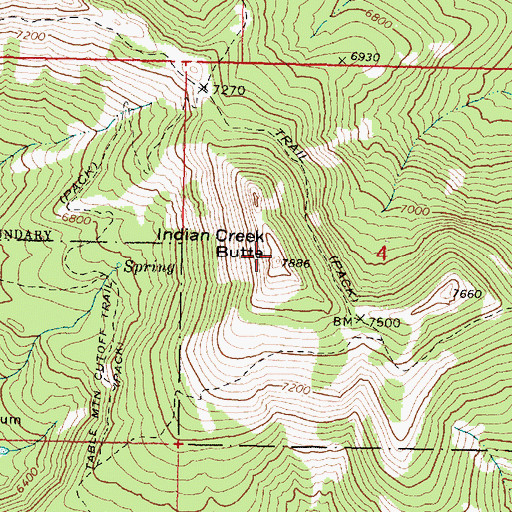 Topographic Map of Indian Creek Butte, OR