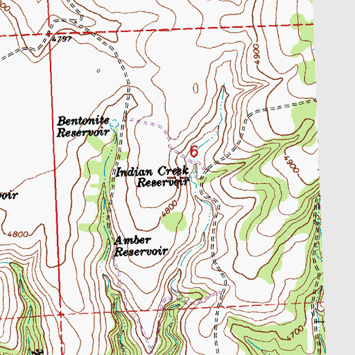 Topographic Map of Indian Creek Reservoir, OR