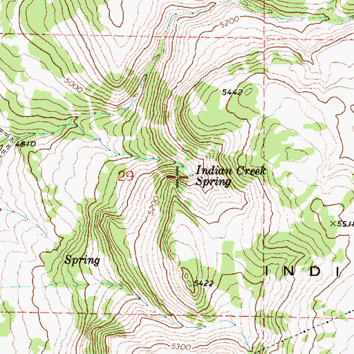 Topographic Map of Indian Creek Spring, OR