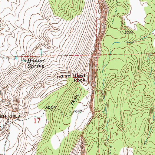 Topographic Map of Indian Head Rock, OR