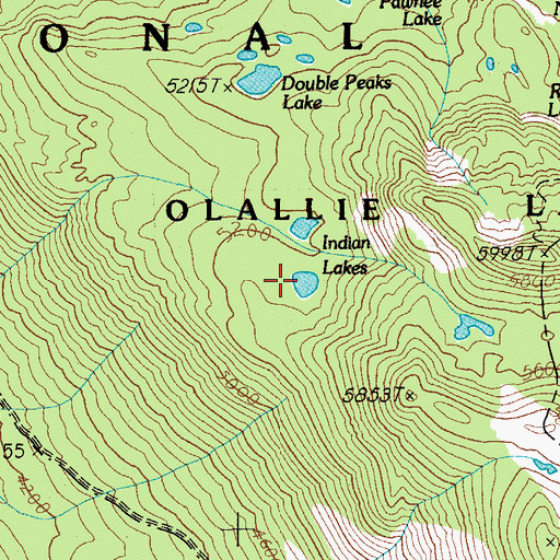 Topographic Map of Indian Lakes, OR
