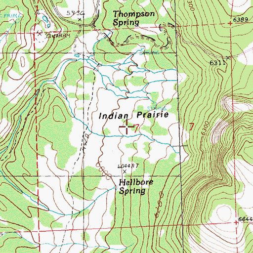 Topographic Map of Indian Prairie, OR
