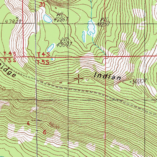 Topographic Map of Indian Ridge, OR
