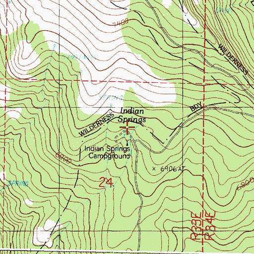 Topographic Map of Indian Springs, OR