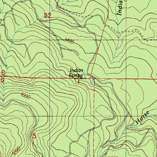 Topographic Map of Indian Spring, OR