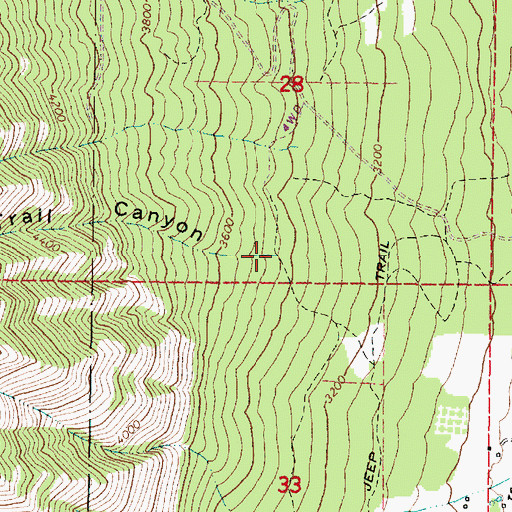 Topographic Map of Indian Trail Canyon, OR