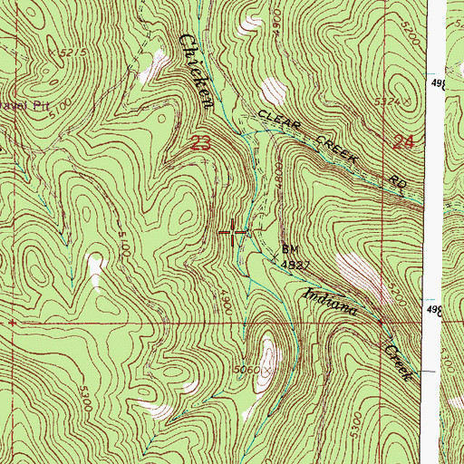 Topographic Map of Indiana Creek, OR