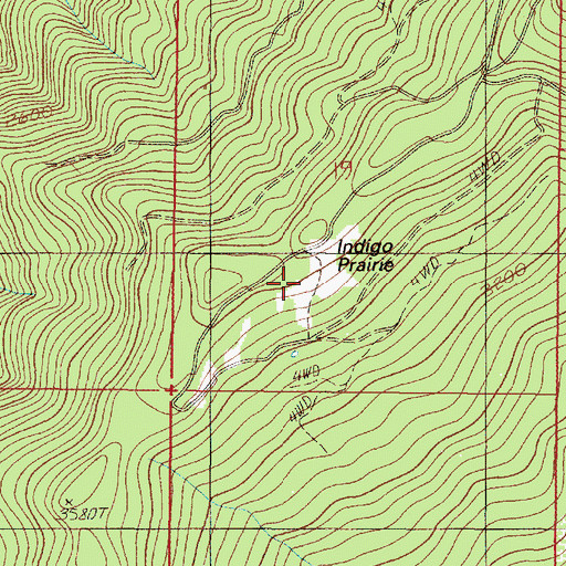 Topographic Map of Indigo Prairie, OR