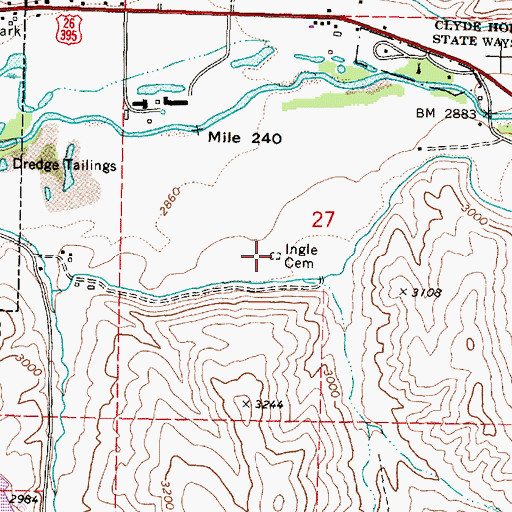 Topographic Map of Ingle Cemetery, OR