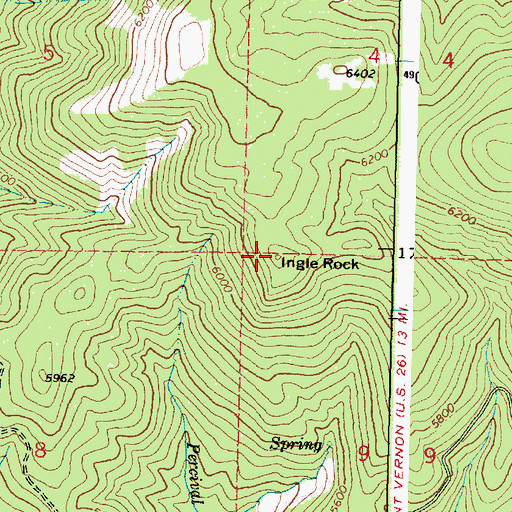 Topographic Map of Ingle Rock, OR