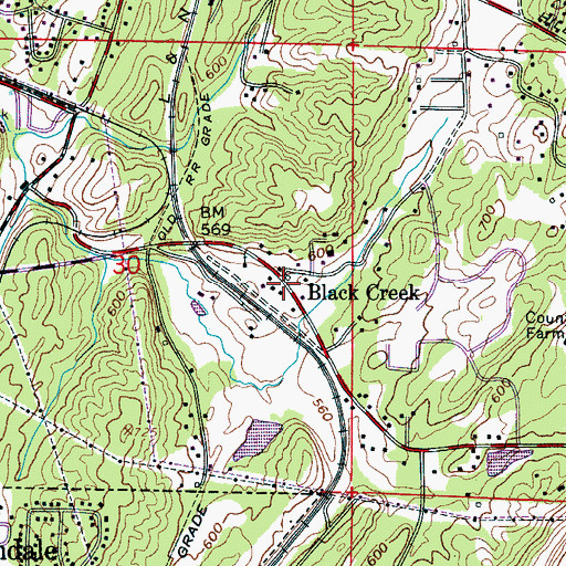 Topographic Map of Black Creek, AL