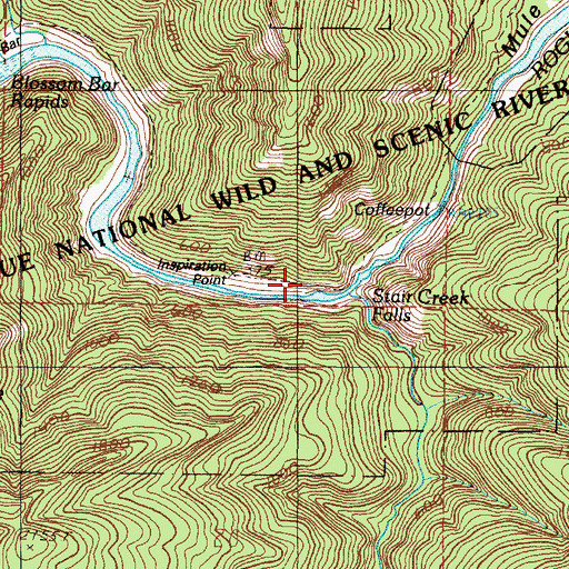 Topographic Map of Inspiration Point, OR