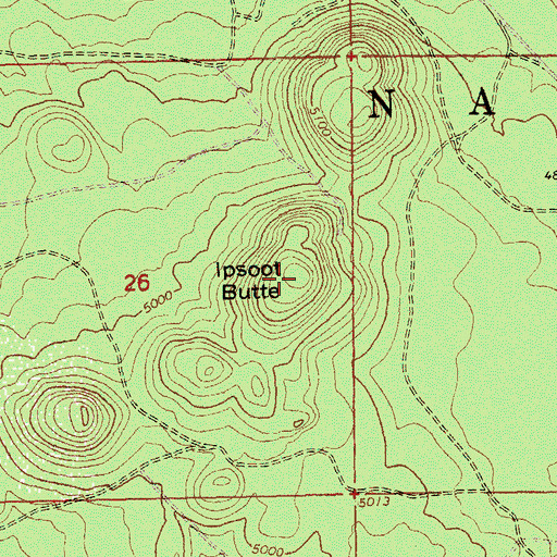 Topographic Map of Ipsoot Butte, OR