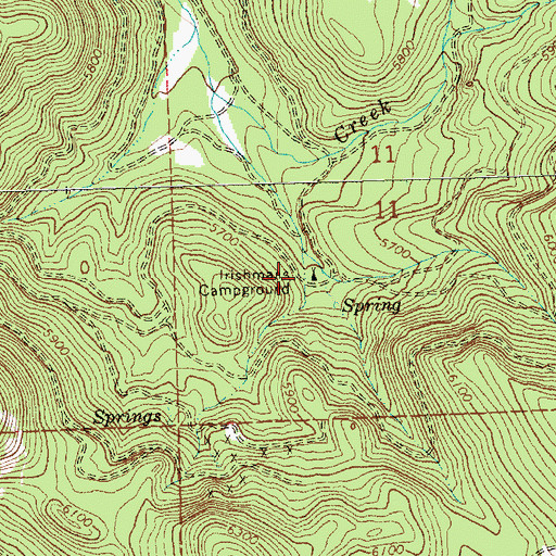 Topographic Map of Irishmans Campground, OR