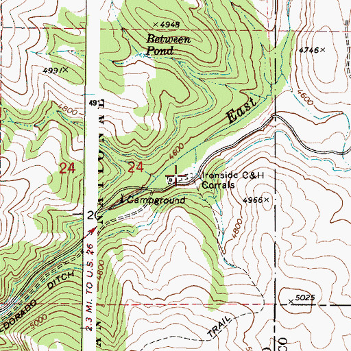 Topographic Map of Ironside C and H Corrals, OR