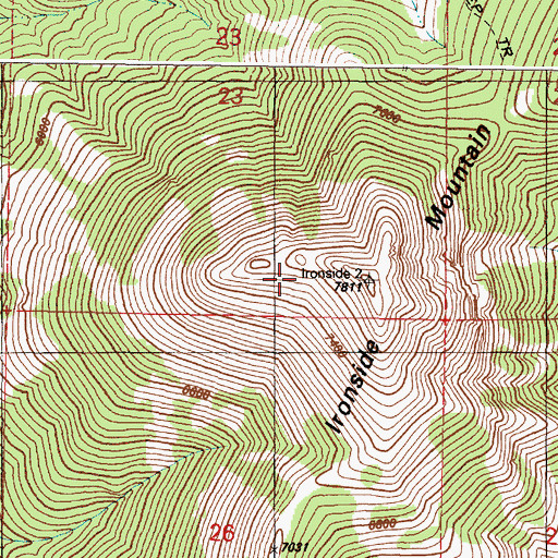 Topographic Map of Ironside Mountain, OR