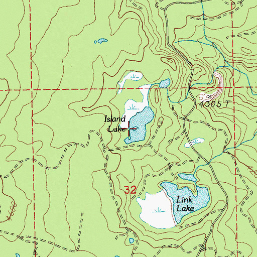 Topographic Map of Island Lake, OR