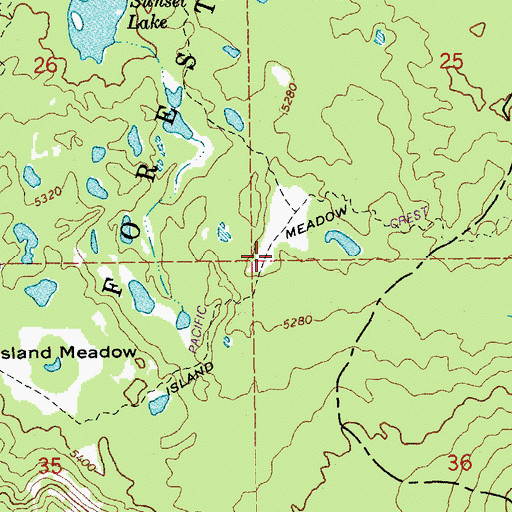 Topographic Map of Island Meadow Trail, OR