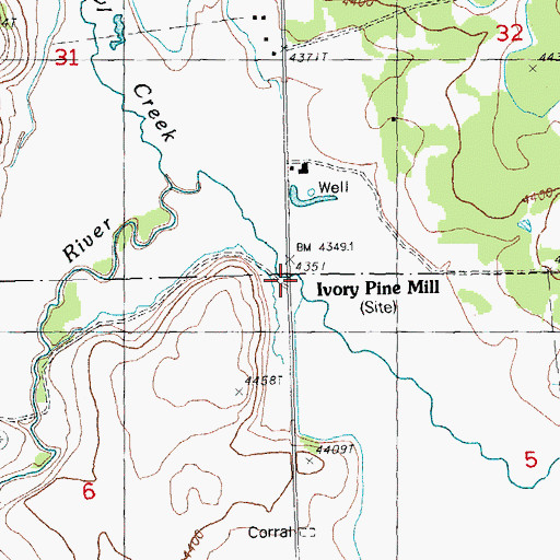 Topographic Map of Ivory Pine Mill, OR