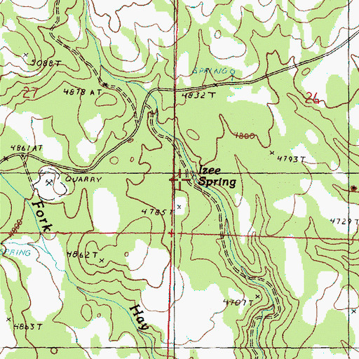 Topographic Map of Izee Spring, OR