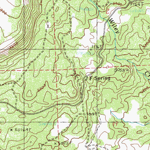Topographic Map of J F Spring, OR