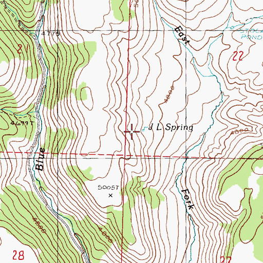 Topographic Map of J L Spring, OR
