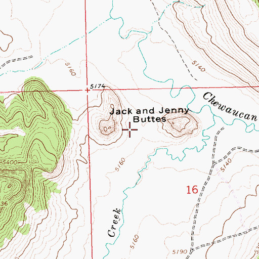 Topographic Map of Jack and Jenny Buttes, OR