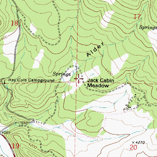 Topographic Map of Jack Cabin Meadow, OR