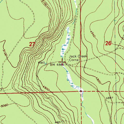 Topographic Map of Jack Creek Corral, OR