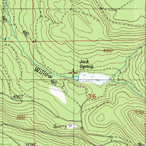 Topographic Map of Jack Spring, OR