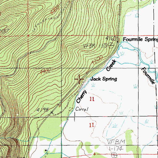 Topographic Map of Jack Spring, OR