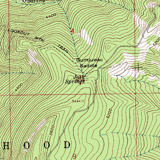 Topographic Map of Jack Springs, OR