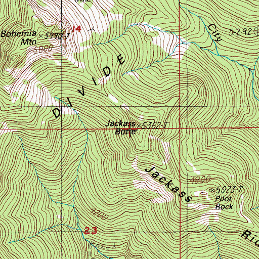Topographic Map of Jackass Butte, OR