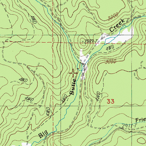 Topographic Map of Jackass Creek, OR