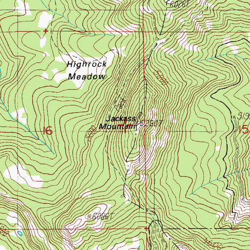 Topographic Map of Jackass Mountain, OR